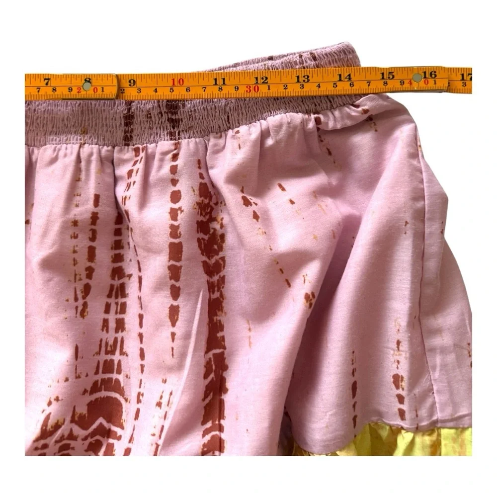 Anthropologie Maxi Tiered Skirt in Pink and Yellow